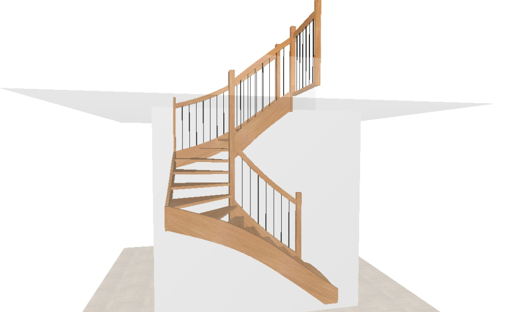 wizualizacja 3d schodów przekrój klatki schodowej
