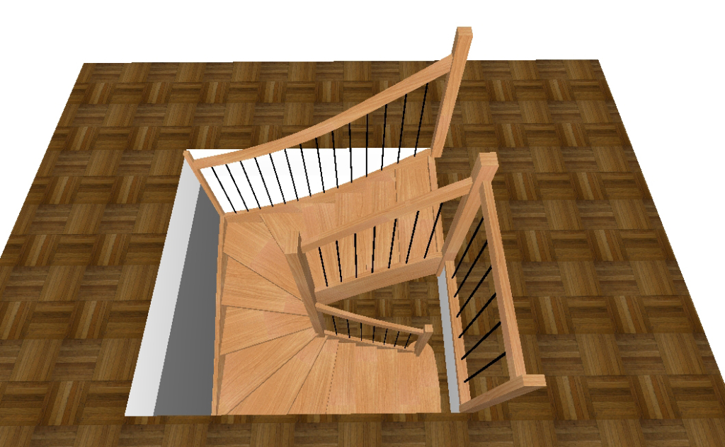 wizualizacja 3d schodów rzut z góry na klatkę